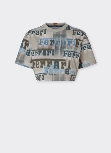 Cropped T-shirt with Ferrari Ikat print Ferrari Cropped T-shirt with Ferrari Ikat print Beige 22829f