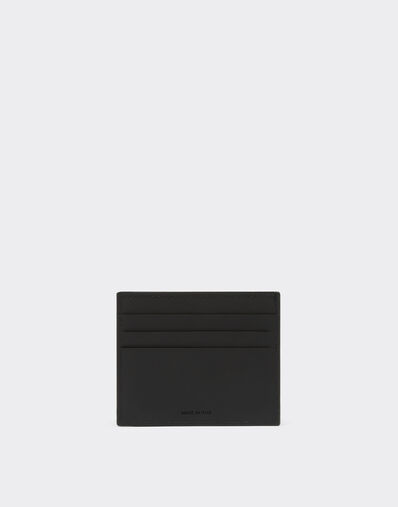 Ferrari Card holder in wrinkle-effect leather and carbon fibre Black 20628f