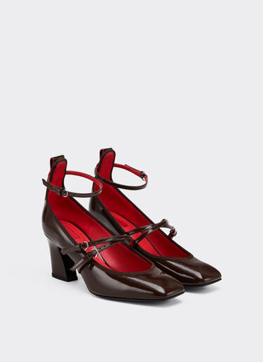 Patent leather Mary Jane pumps Ferrari Patent leather Mary Jane pumps Dark brown 22733f
