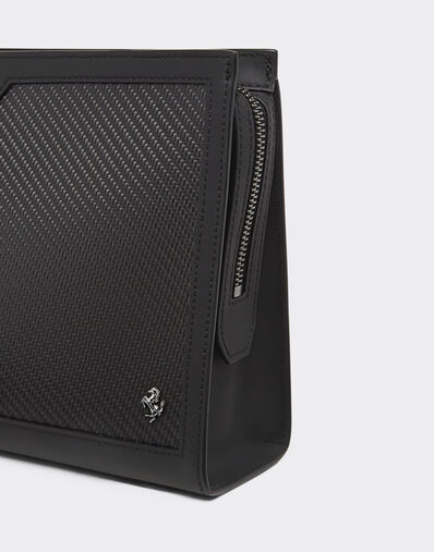 Ferrari Pouch in leather and carbon fibre Black 22200f