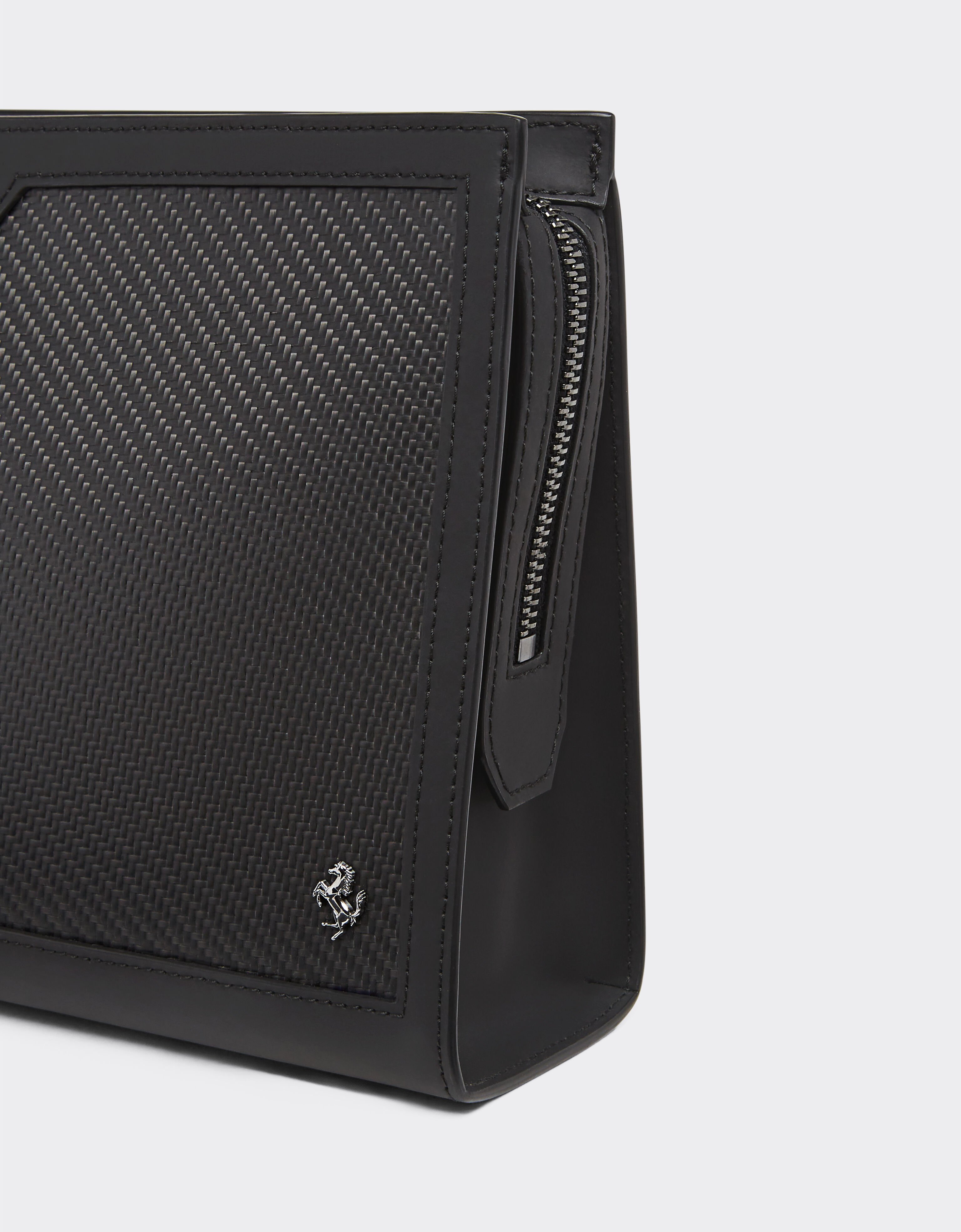 Ferrari Pouch in leather and carbon fibre Black 22200f