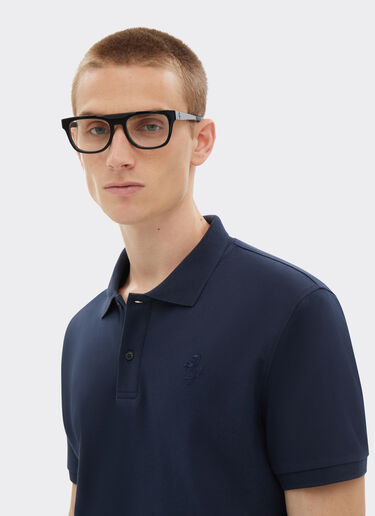 Ferrari Organic cotton piqué polo shirt with Prancing Horse Navy 47822f