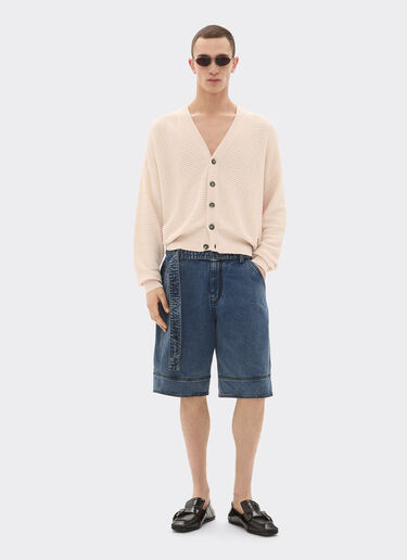 Cotton and linen cardigan with link pattern Ferrari Cotton and linen cardigan with link pattern Nude 22666f