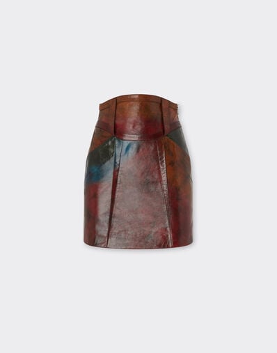Ferrari Misted leather mini skirt Camel 49243f