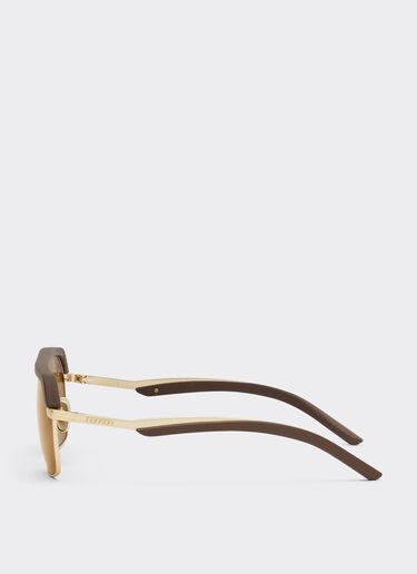 Ferrari Ferrari sunglasses in matte gold metal with brown polarized lenses Dark brown LA0ERf