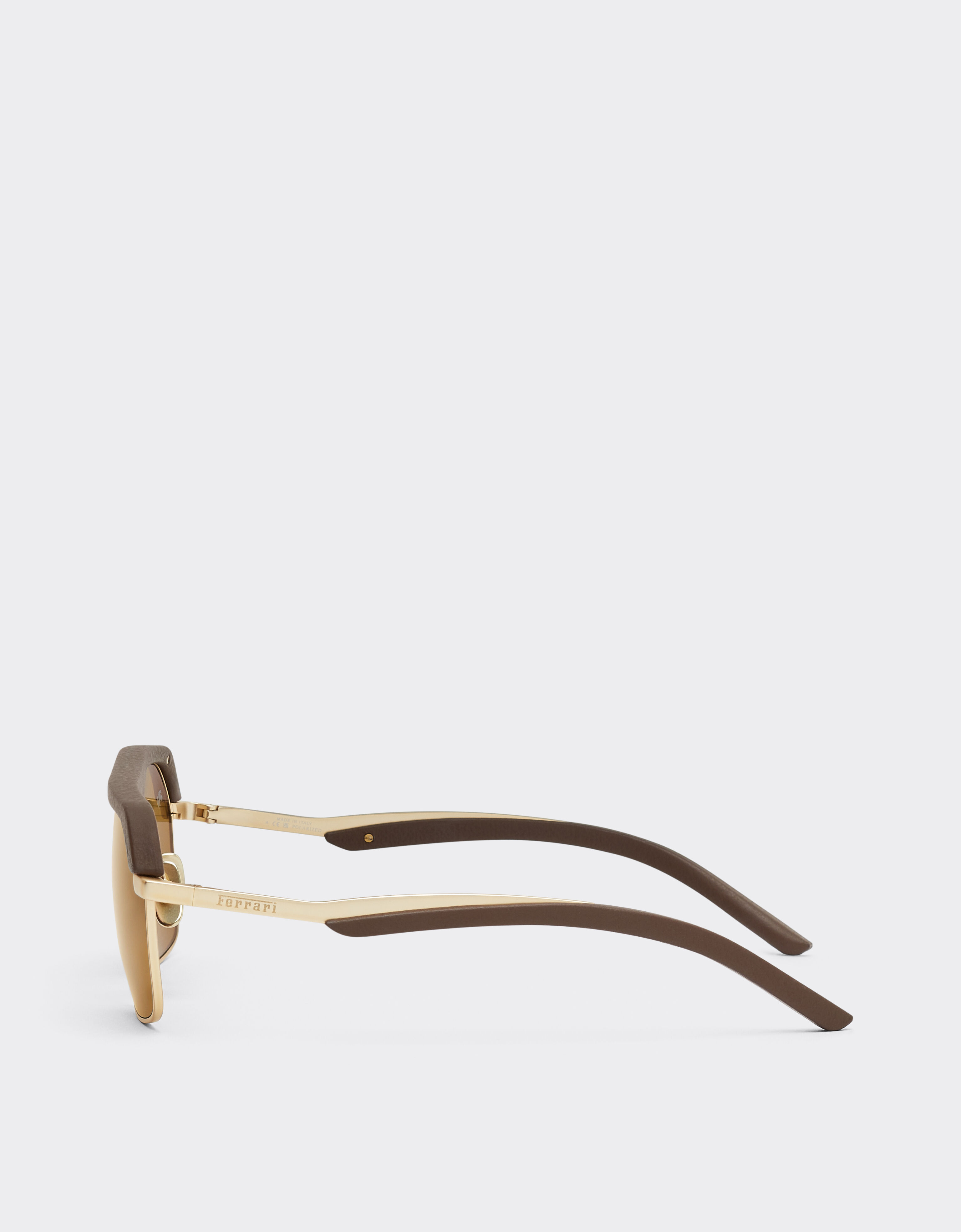 Ferrari Ferrari sunglasses in matte gold metal with brown polarized lenses Dark brown LA0ERf