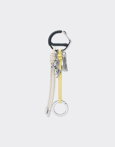 Ferrari Multicolored metal and leather keyring with charm Ultramarine 50011f