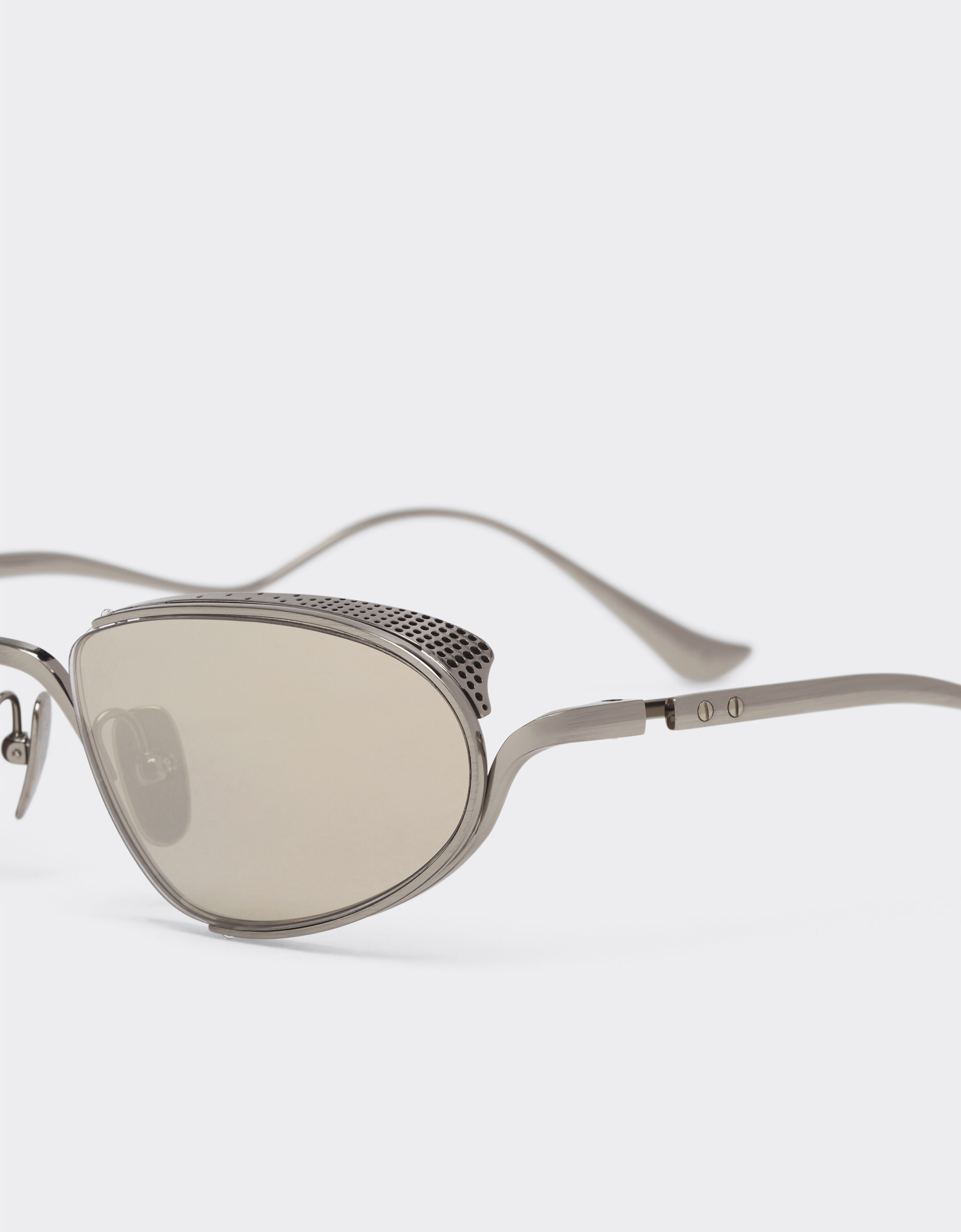 Ferrari Ferrari sunglasses in silver-tone titanium with grey lenses Ingrid LA02Sf