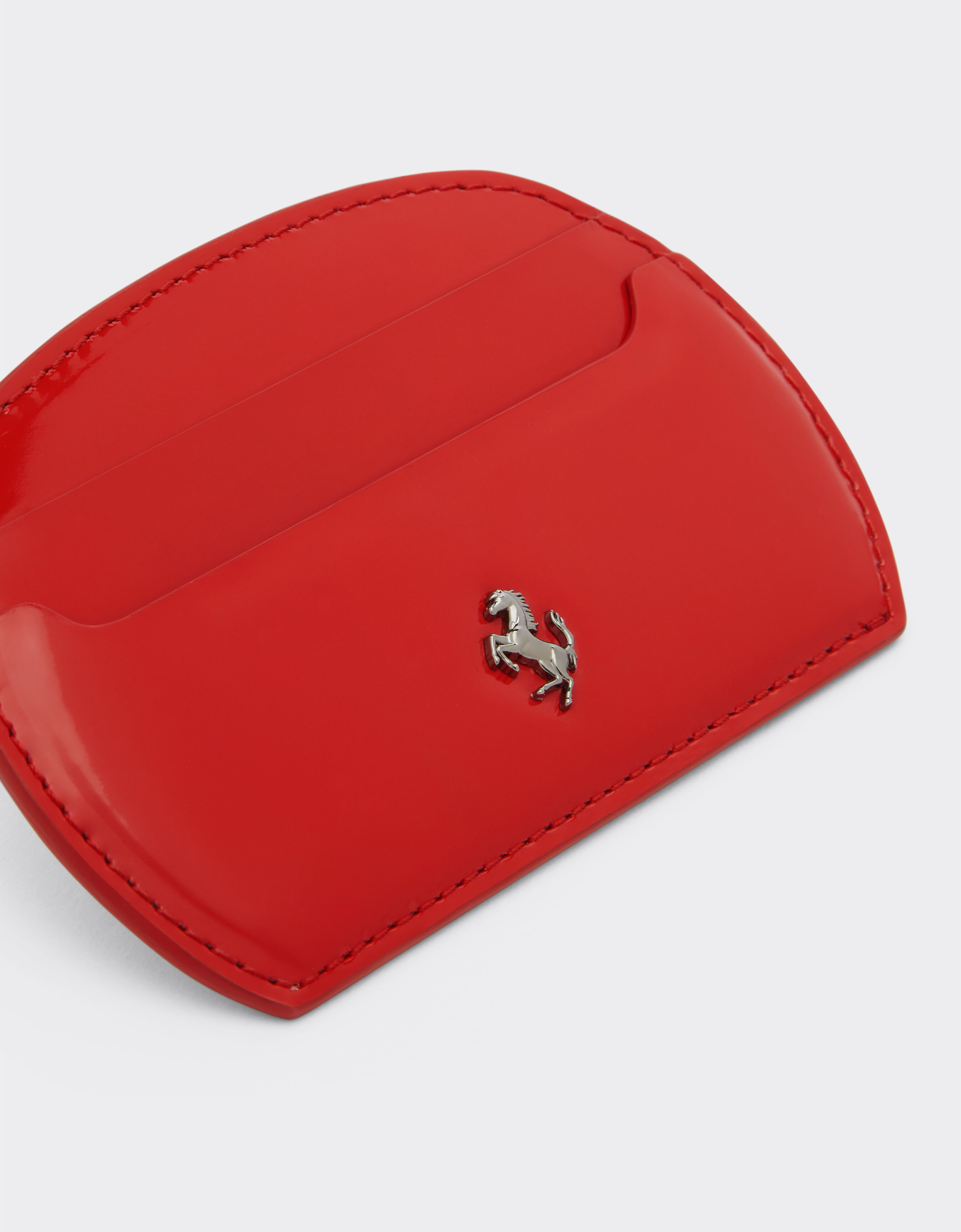 Ferrari Card holder in glossy brushed leather Rosso Dino 21959f