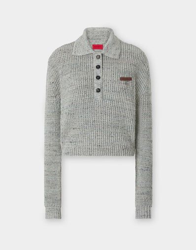 Ferrari Long-sleeved Denim-effect Polo Shirt Beige CKWPO0003KCO0008f