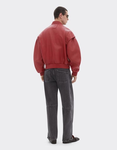 Ferrari Rubberized nappa leather bomber jacket Maison Red 51013f