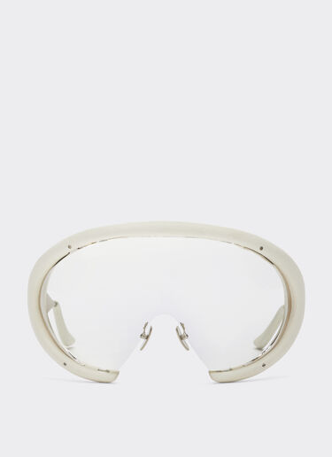 Ferrari sunglasses in shinysilver metal and chalk white leather with transparent lenses Ferrari Ferrari sunglasses in shinysilver metal and chalk white leather with transparent lenses Bianco Ottico LA0LLf