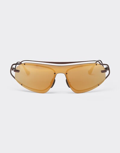 Ferrari Ferrari sunglasses in brown titanium with gold-tone mirror brown shield Brown LA02Xf