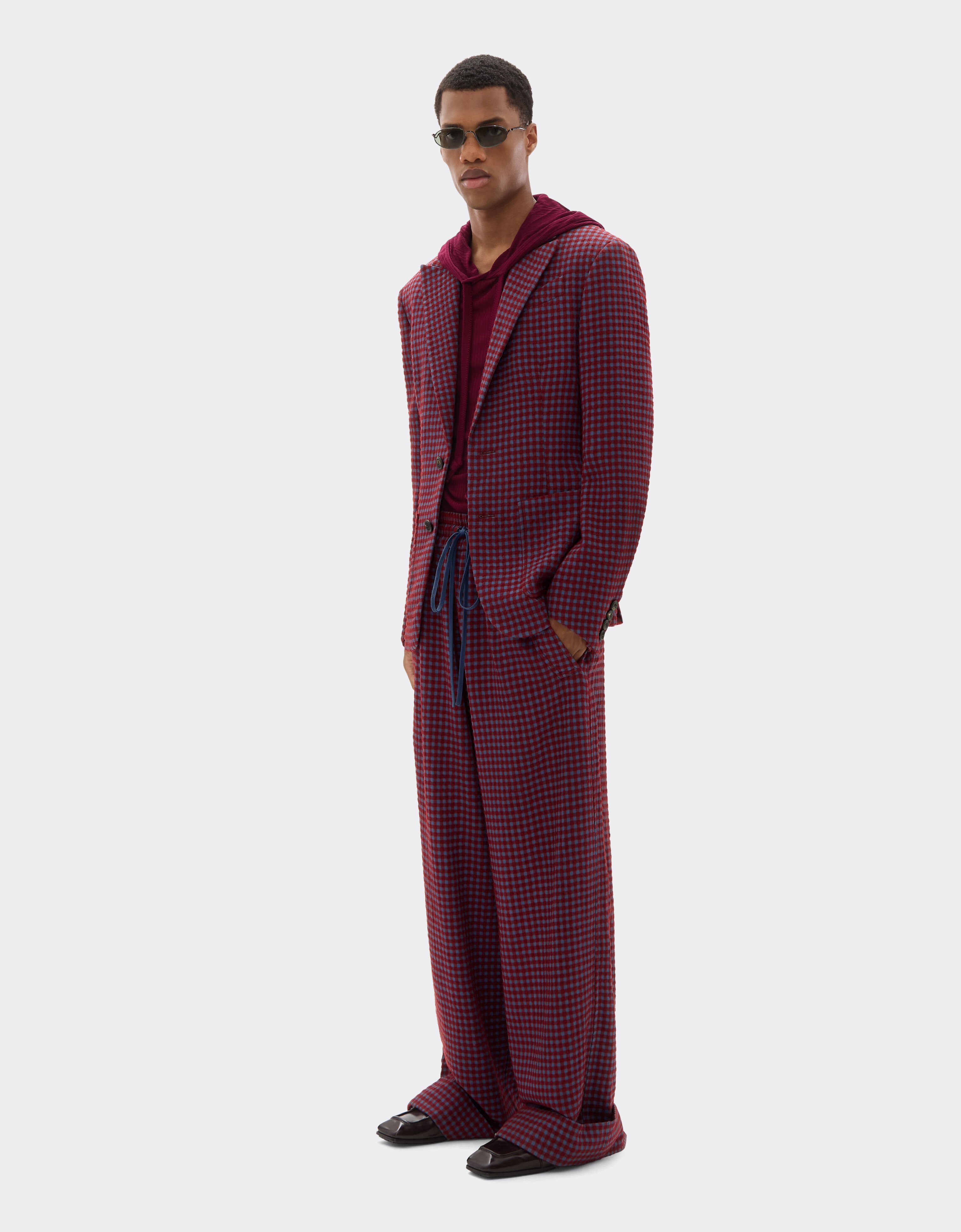 Ferrari Wool and viscose blazer with Vichy pattern Cherry 22597f