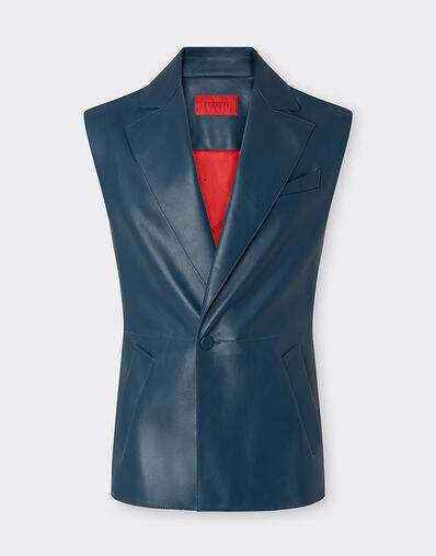 Ferrari Gilet in semi-gloss nappa leather Peacock 22457f