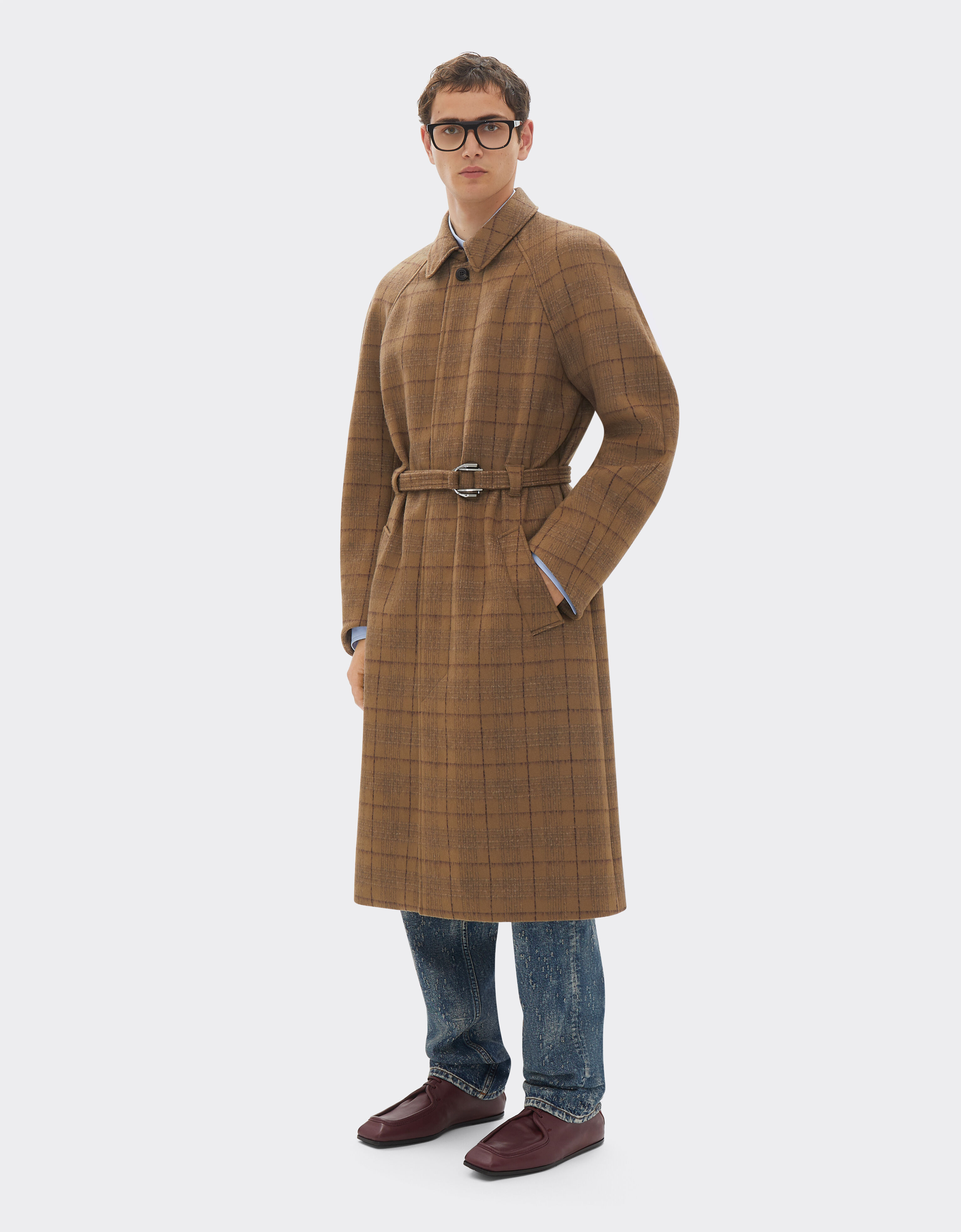 Ferrari Tartan mouliné wool coat Espresso 22591f