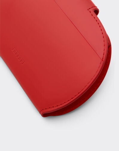 Ferrari Foldable card holder in glossy brushed leather Rosso Dino 21958f