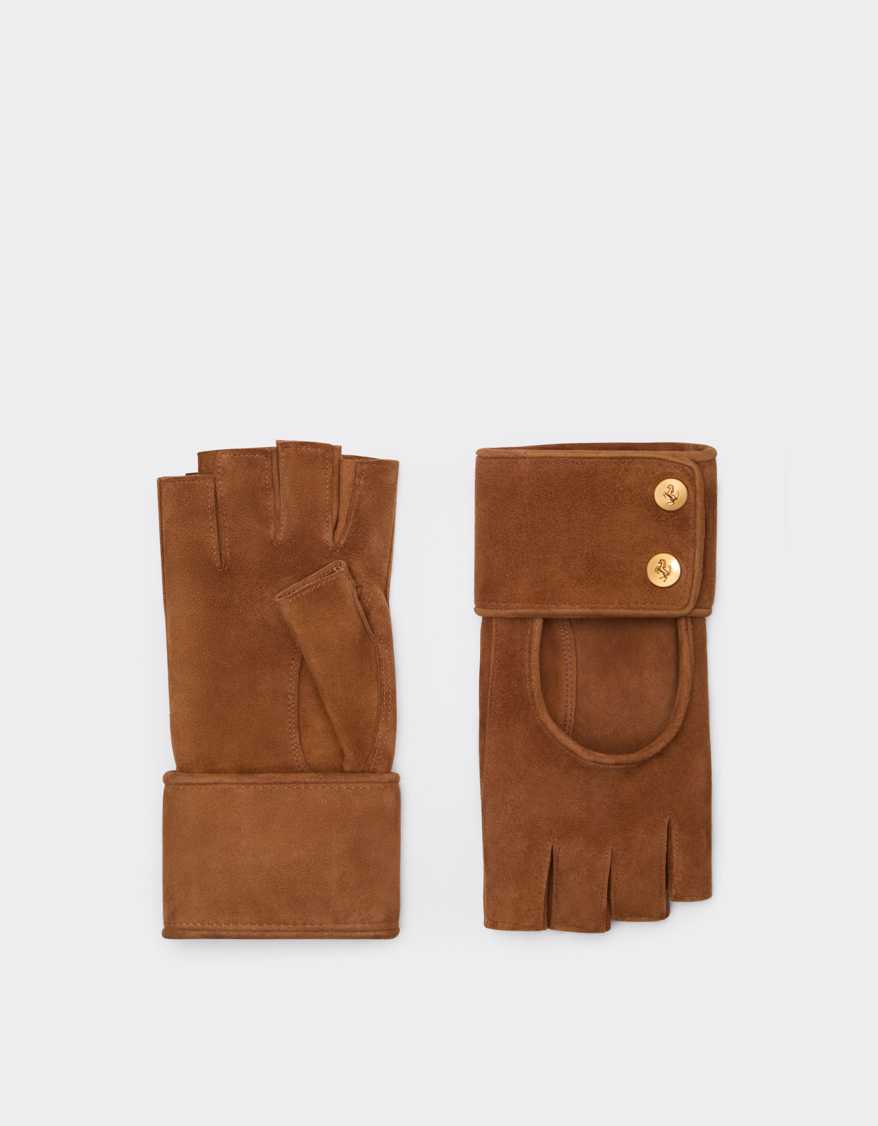 Ferrari Fingerless gloves in suede Hazelnut 22318f