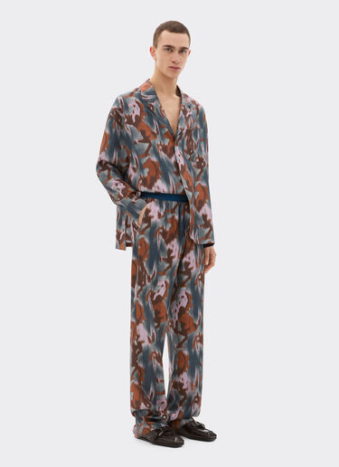 Ferrari Silk trousers with Cavallino Ikat print Peacock 22638f