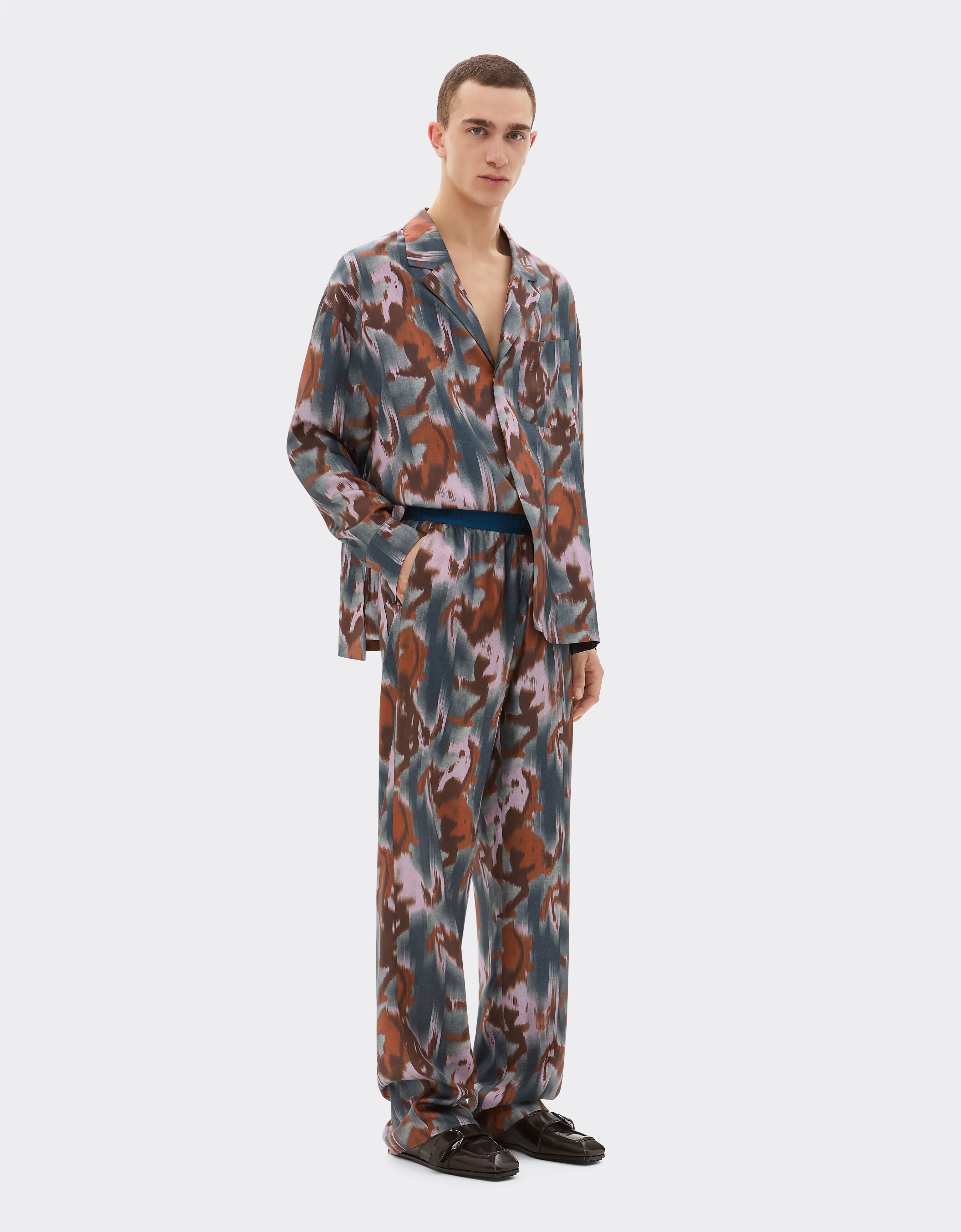 Ferrari Silk trousers with Cavallino Ikat print Peacock 22638f