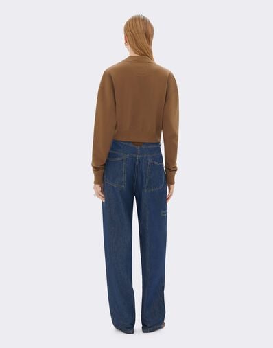 Cotton Crew-neck Sweatshirt with Embroidery Ferrari Cotton Crew-neck Sweatshirt with Embroidery Caffè CJWSW0021JCO0046f