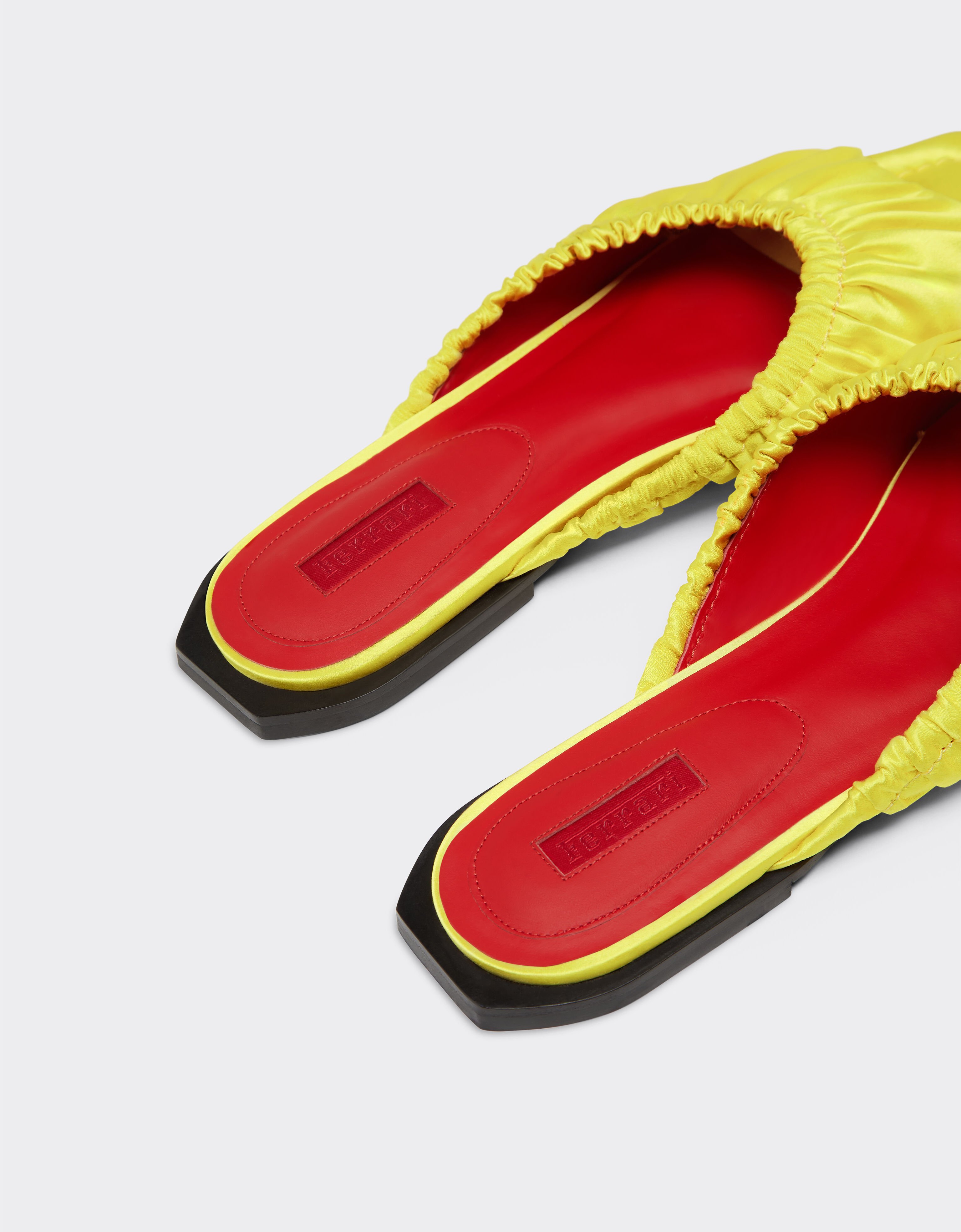 Ferrari Satin sliders with gathered motif Giallo Modena 22065f
