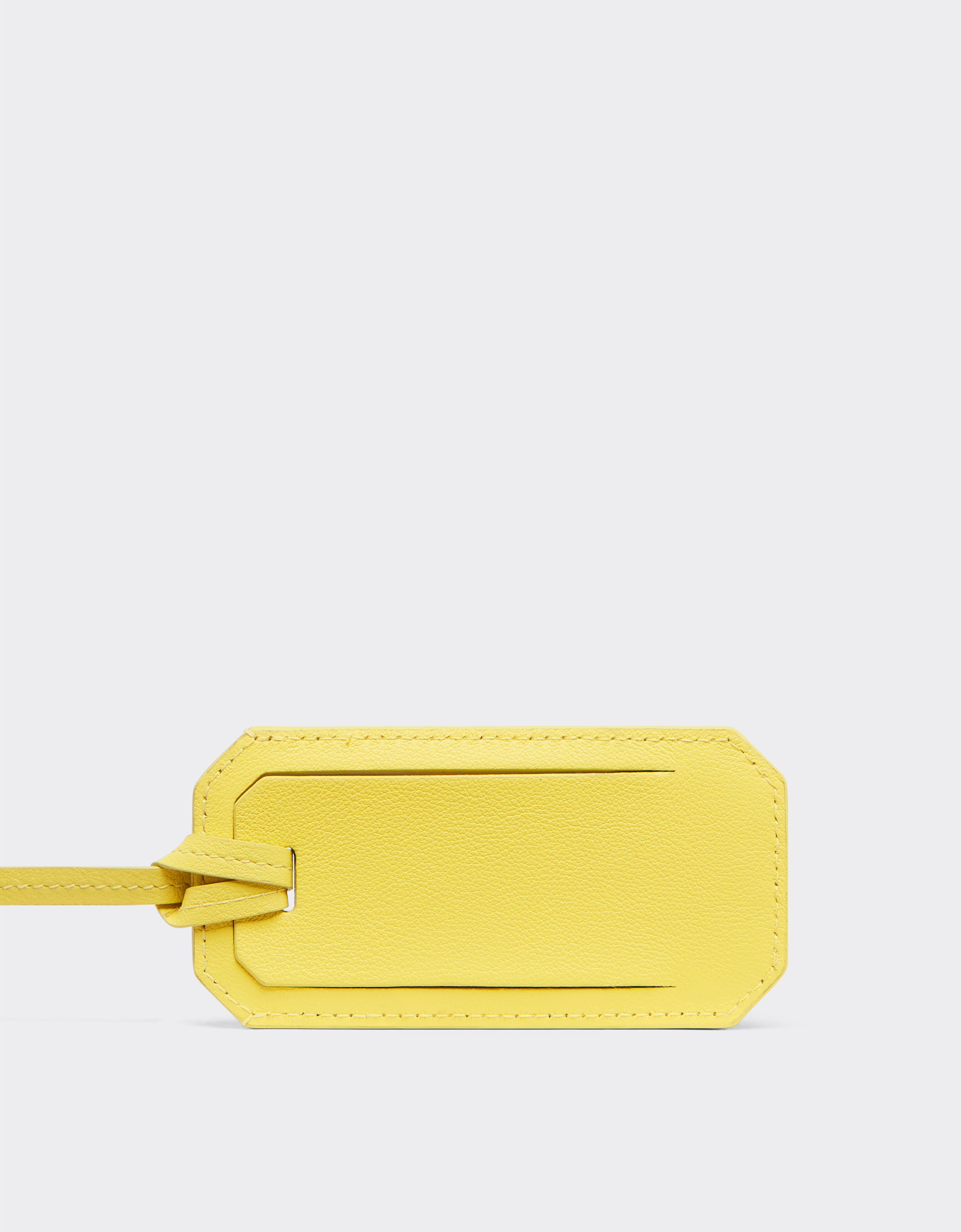 Ferrari Luggage tag in smooth nappa leather with logo Giallo Modena 22197f