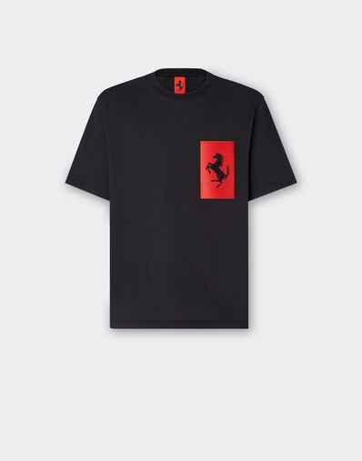 Ferrari Cotton T-shirt with Prancing Horse pocket Black 21179f
