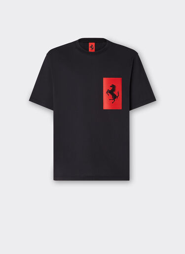 Ferrari T-shirt in cotone con tasca Cavallino Rampante Nero 47824f