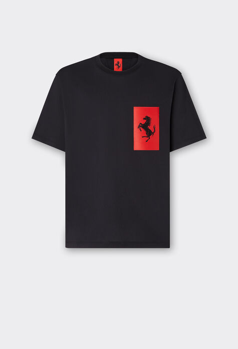 Ferrari T-shirt in cotone con tasca Cavallino Rampante Nero 48115f