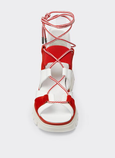 Ferrari Leather and suede sandals with crossover laces Optical White 20310f