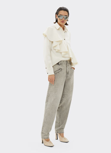 Duchesse twill shirt with ruffles Ferrari Duchesse twill shirt with ruffles Ivory 20997f