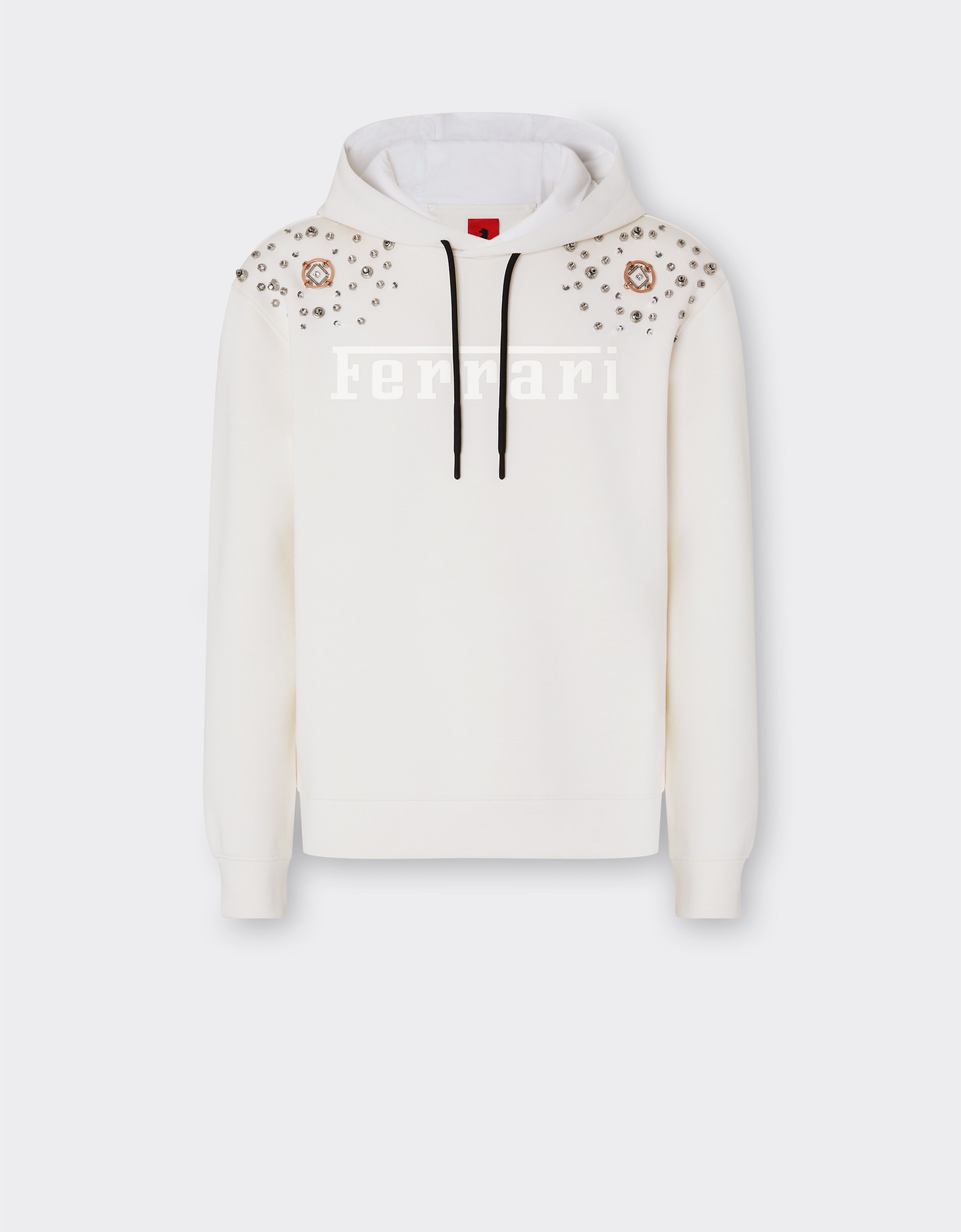 Ferrari Sweatshirt in scuba fabric with metal embroidery and Ferrari logo Optical White 48490f