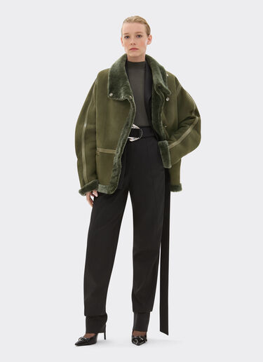 Ferrari Caban in lana merino effetto astrakan Verde Loden 49249f