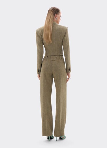 Ferrari Pantalon en sergé de lin et coton Khaki Green 50050f