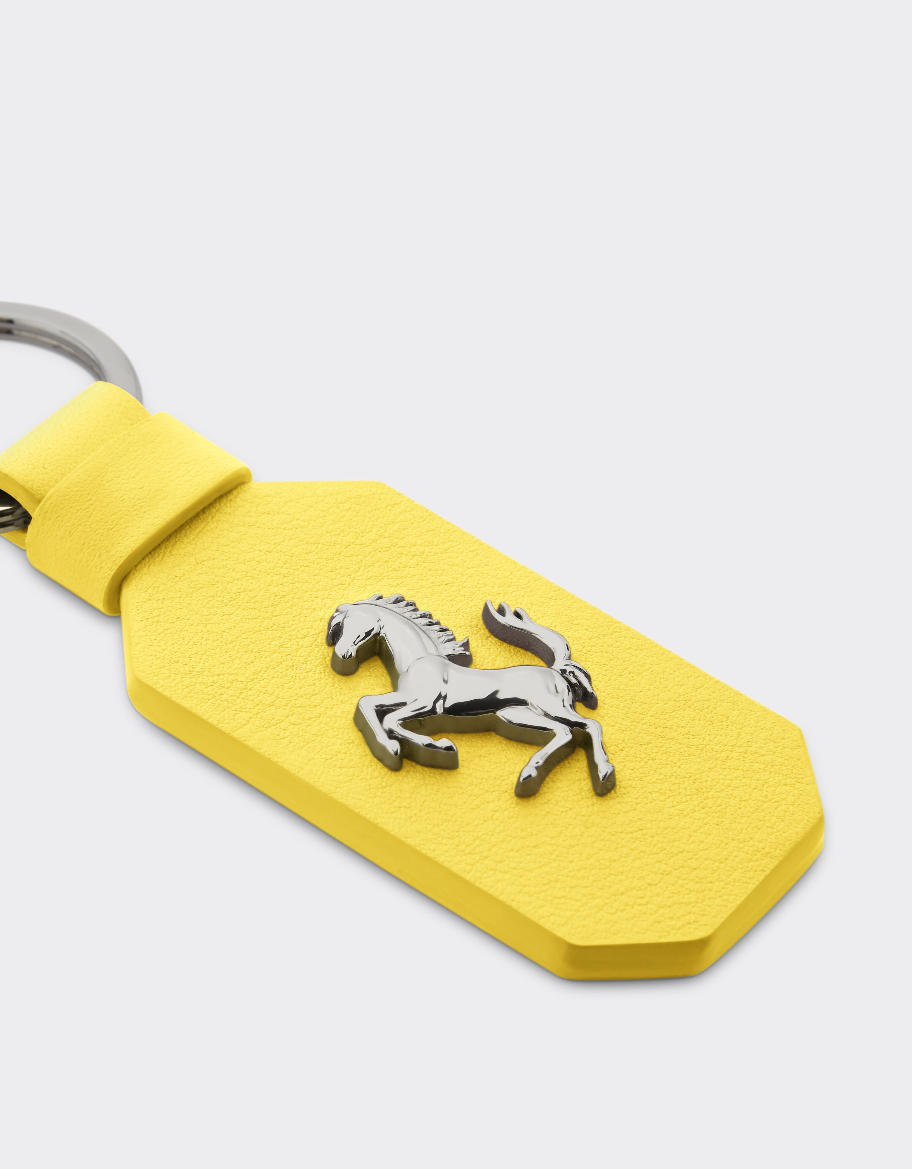 Leather keyring with Prancing Horse Ferrari Leather keyring with Prancing Horse Giallo Modena 22049f