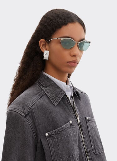 Ferrari Lunettes de soleil Ferrari en titane argenté avec verres bleus miroirs Silver LA0KTf