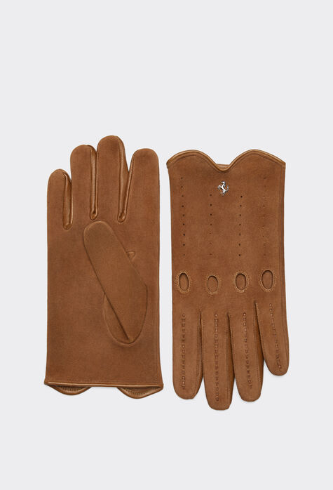 Ferrari Driving gloves in nappa leather and suede Optical White F1214f