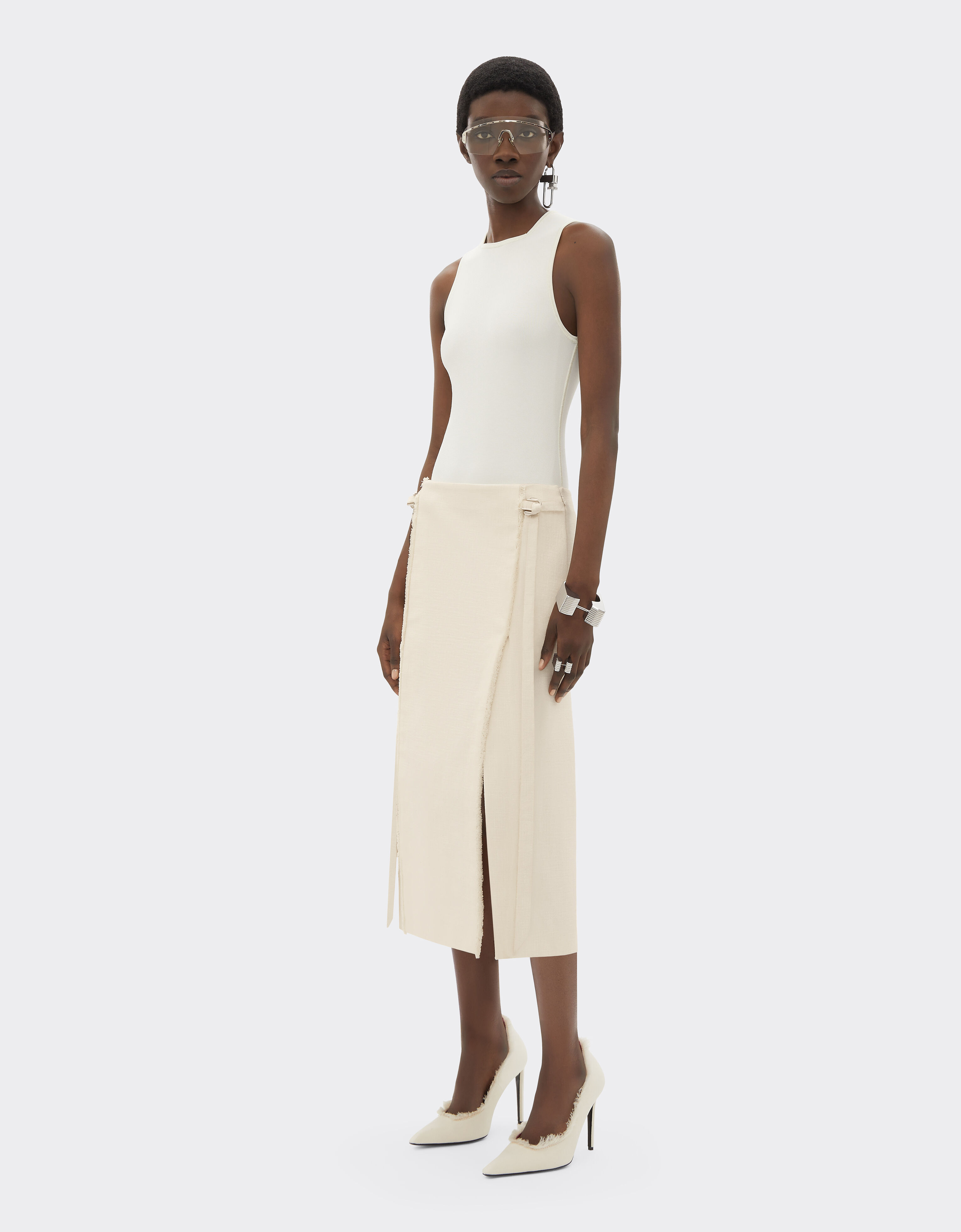 Ferrari Malfilè cotton skirt Avorio 51433f