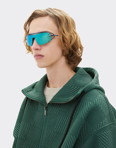 Ferrari Gafas de sol Ferrari de titanio azul con máscara de espejo azul Azul escocés LA02Zf