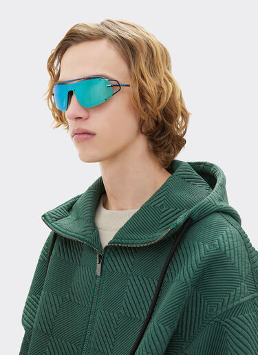 Ferrari Ferrari sunglasses in blue titanium with mirror light blue shield Blu Scozia LA02Zf