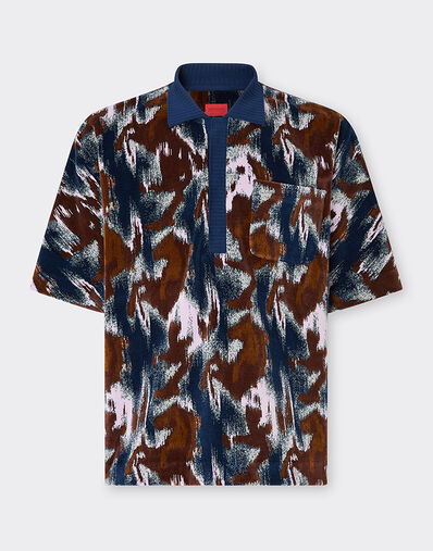Ferrari Chenille polo shirt with Cavallino Ikat pattern Peacock 49272f