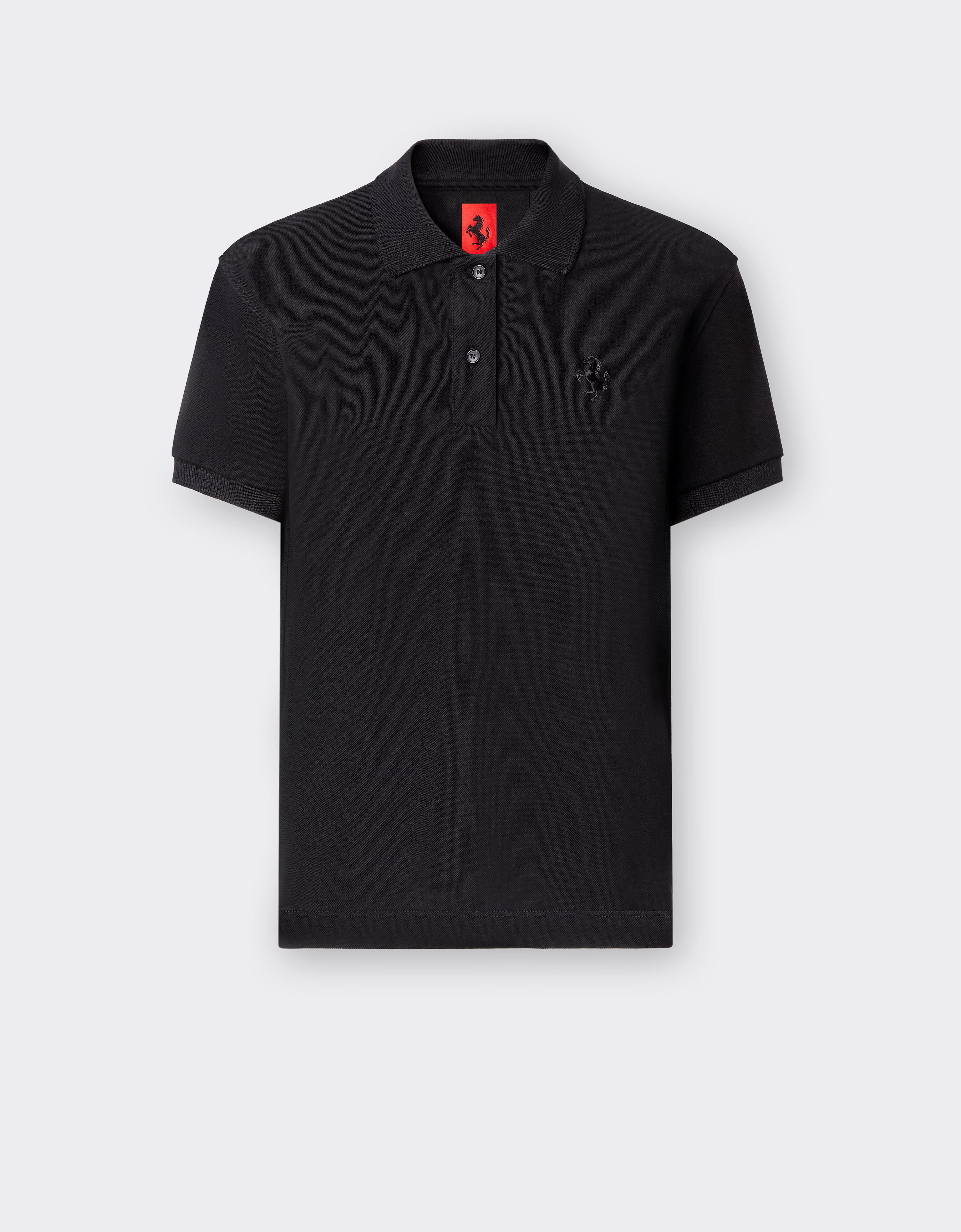Ferrari Solid-colour piqué polo shirt Black 20133f