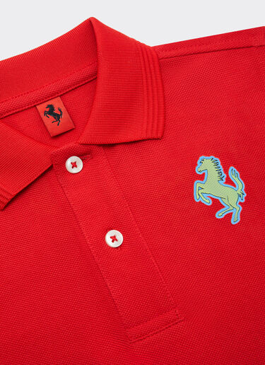 Ferrari Poloshirt aus Baumwoll-Piqué mit „Cavallino Rampante“-Aufnäher Rosso Corsa 48531fK