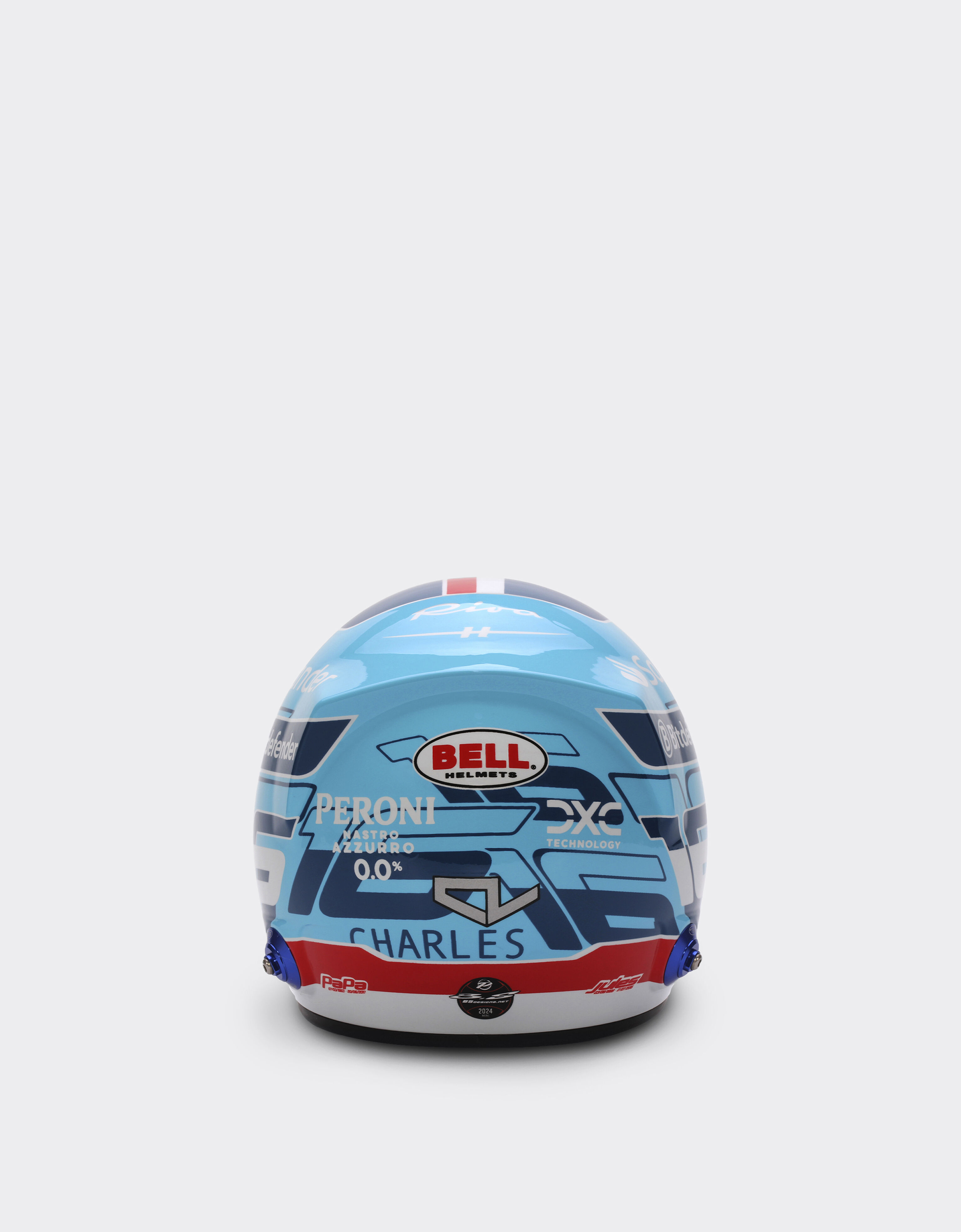 Ferrari Mini-Helm Charles Leclerc Miami Special Edition 2024 im Maßstab 1:2 Hellblau F1348f