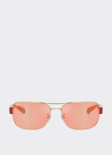 Ferrari Ray-Ban for Scuderia Ferrari RB3763M in metallo argento e plastica rossa con lenti marroni specchiate rosso/giallo Silver LA01Ef