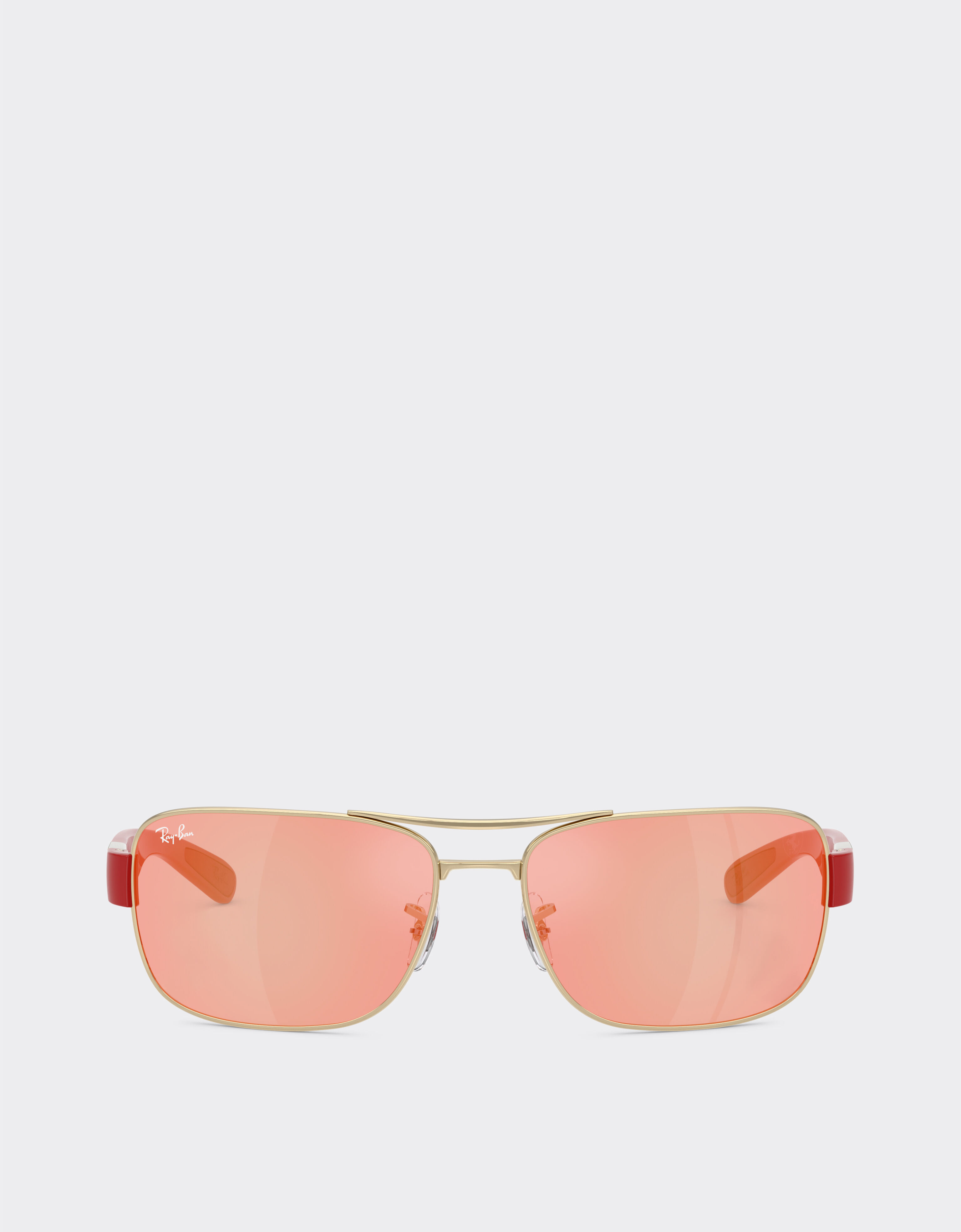 Ferrari Ray-Ban for Scuderia Ferrari RB3763M in metallo argento e plastica rossa con lenti marroni specchiate rosso/giallo Silver LA01Ef