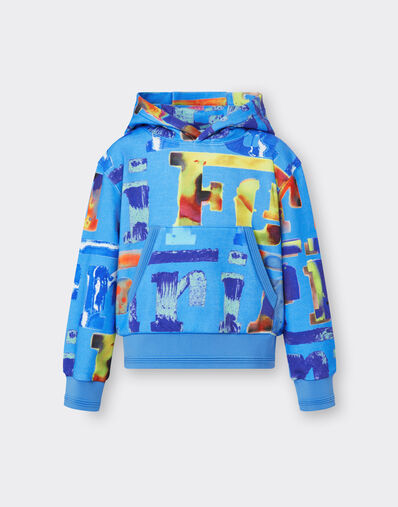 Ferrari Sweatshirt with hood and Graffiti Multicolor print Navy 22763fK