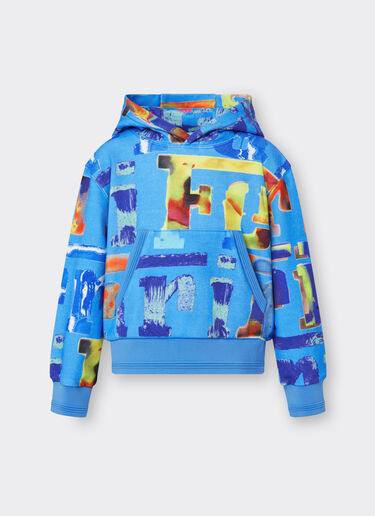 Ferrari Sweatshirt with hood and Graffiti Multicolor print Antique Blue 48543fK