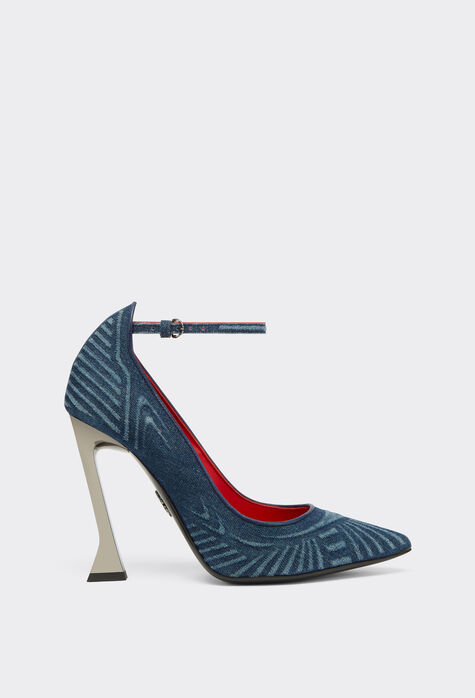 Ferrari Court shoes in denim with strap and livery motif Red F0709f